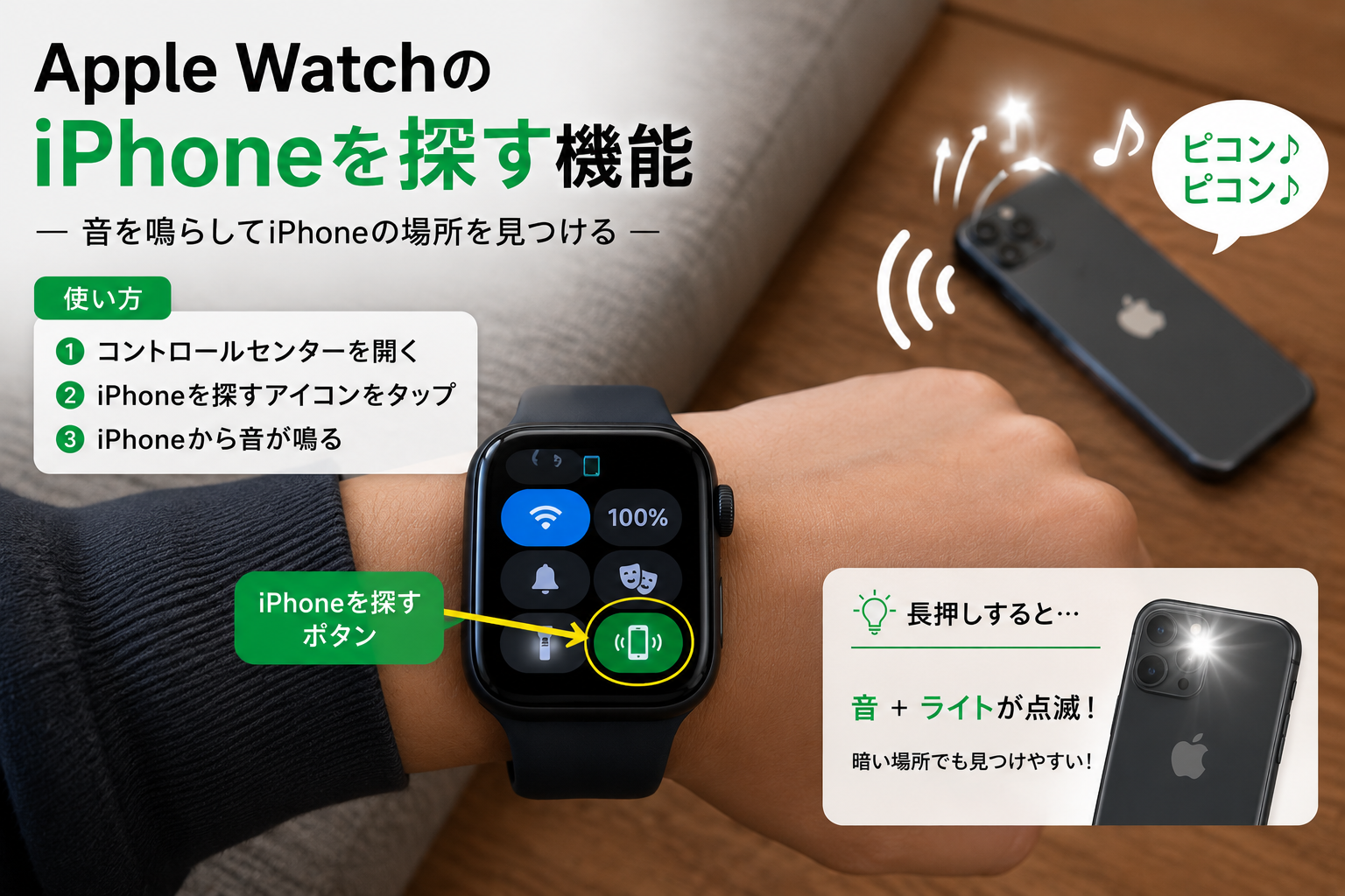 Apple WatchのiPhoneを探す機能