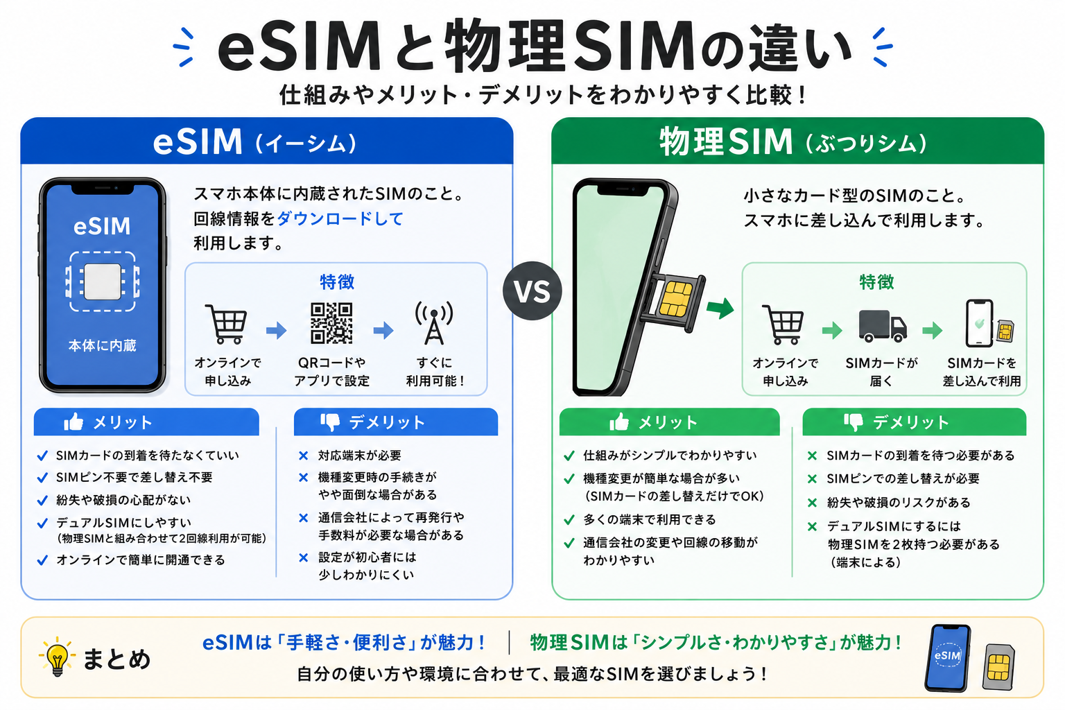 eSIMと物理SIMの違い